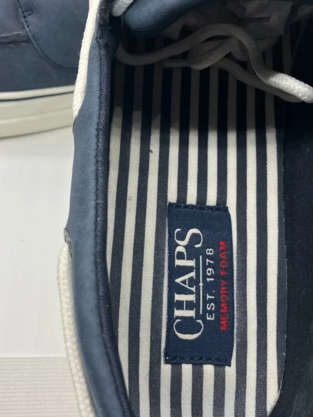 Chaps Men's‎ Dock Memory Foam Boat Shoes, Navy Blue
